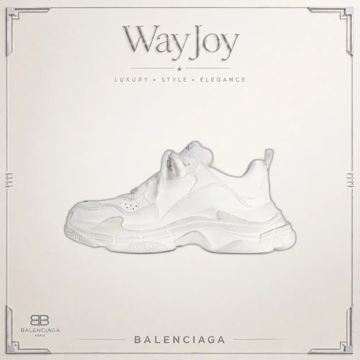 Balenciaga Triple S S sporty round-toe lace-up low-top dad shoes men's white