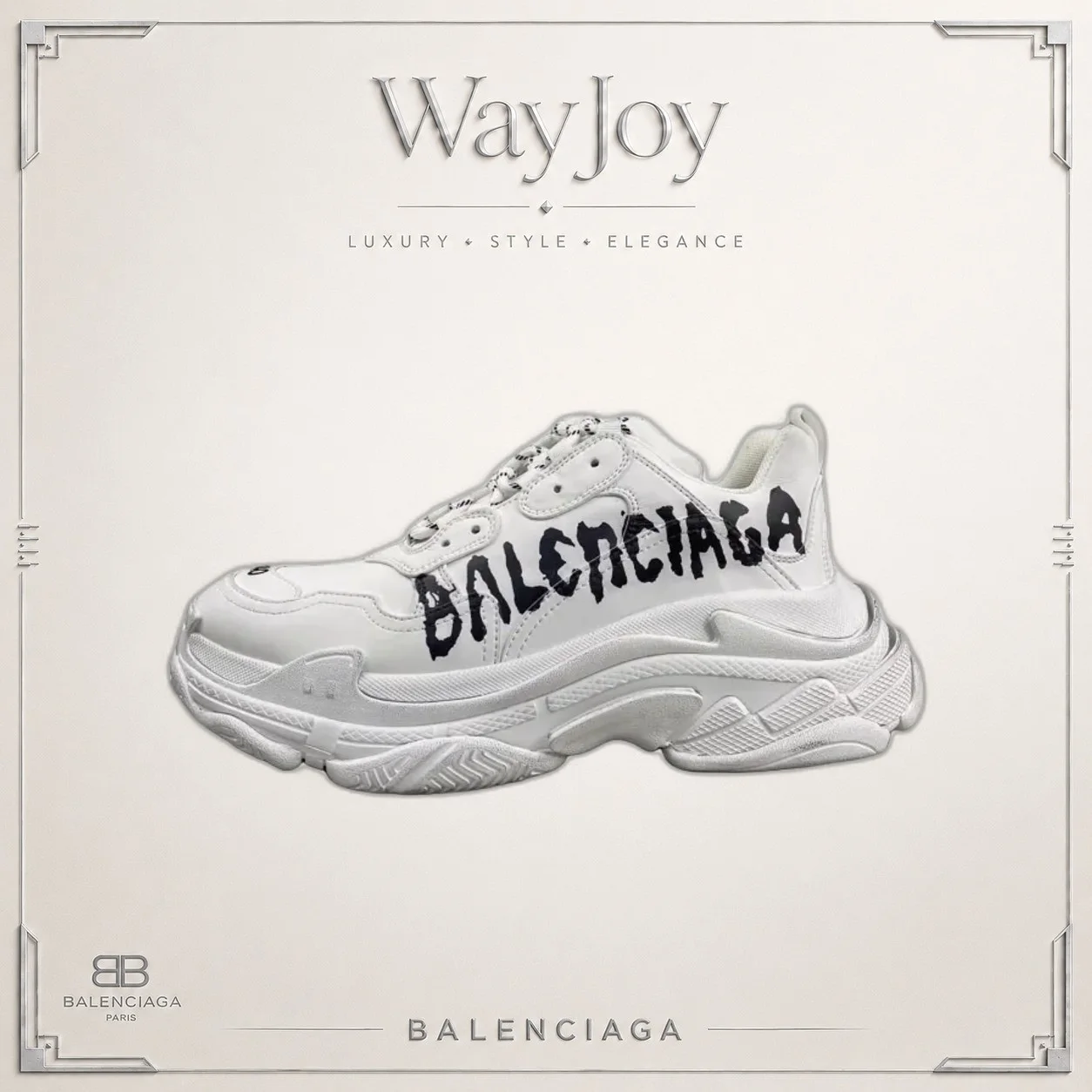 Balenciaga Triple S Paint Logo Embossed Platform Low-Top Sneakers
