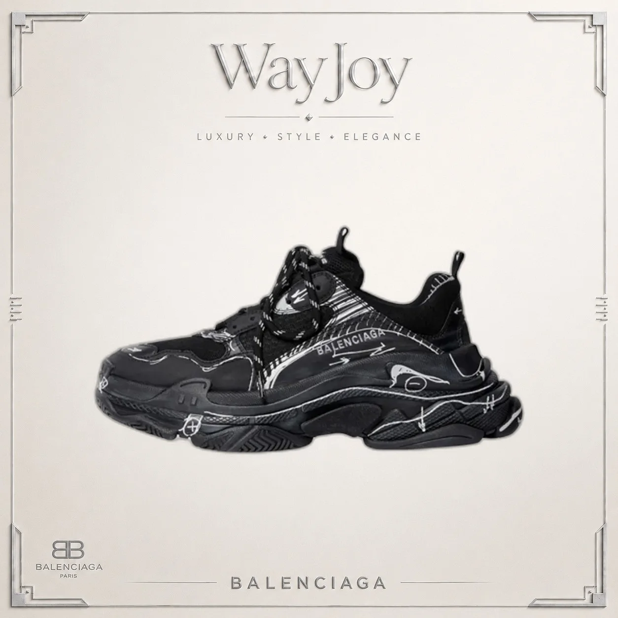 Balenciaga Triple S Low-Top Dad Sneakers - Black