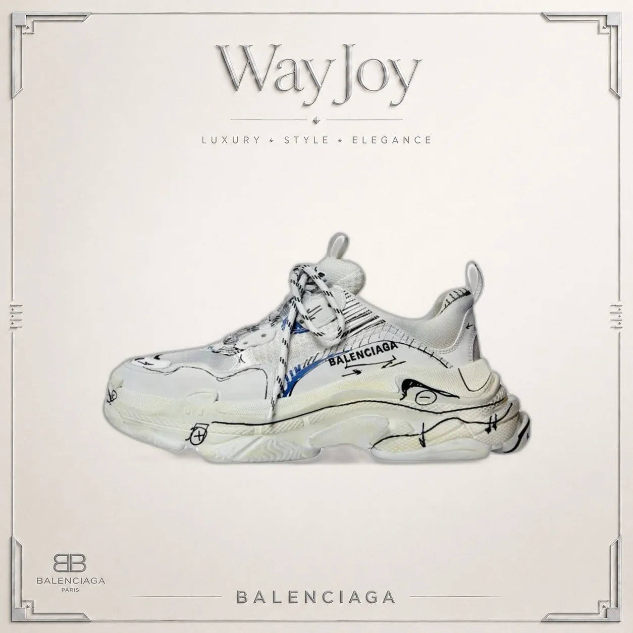 Balenciaga Triple S Distressed Low-Top Sneakers