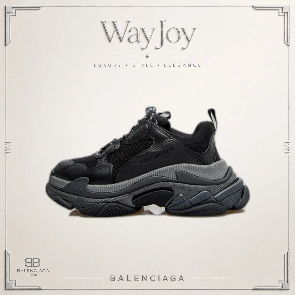 Balenciaga Triple S Low-Top Dad Sneakers - Black