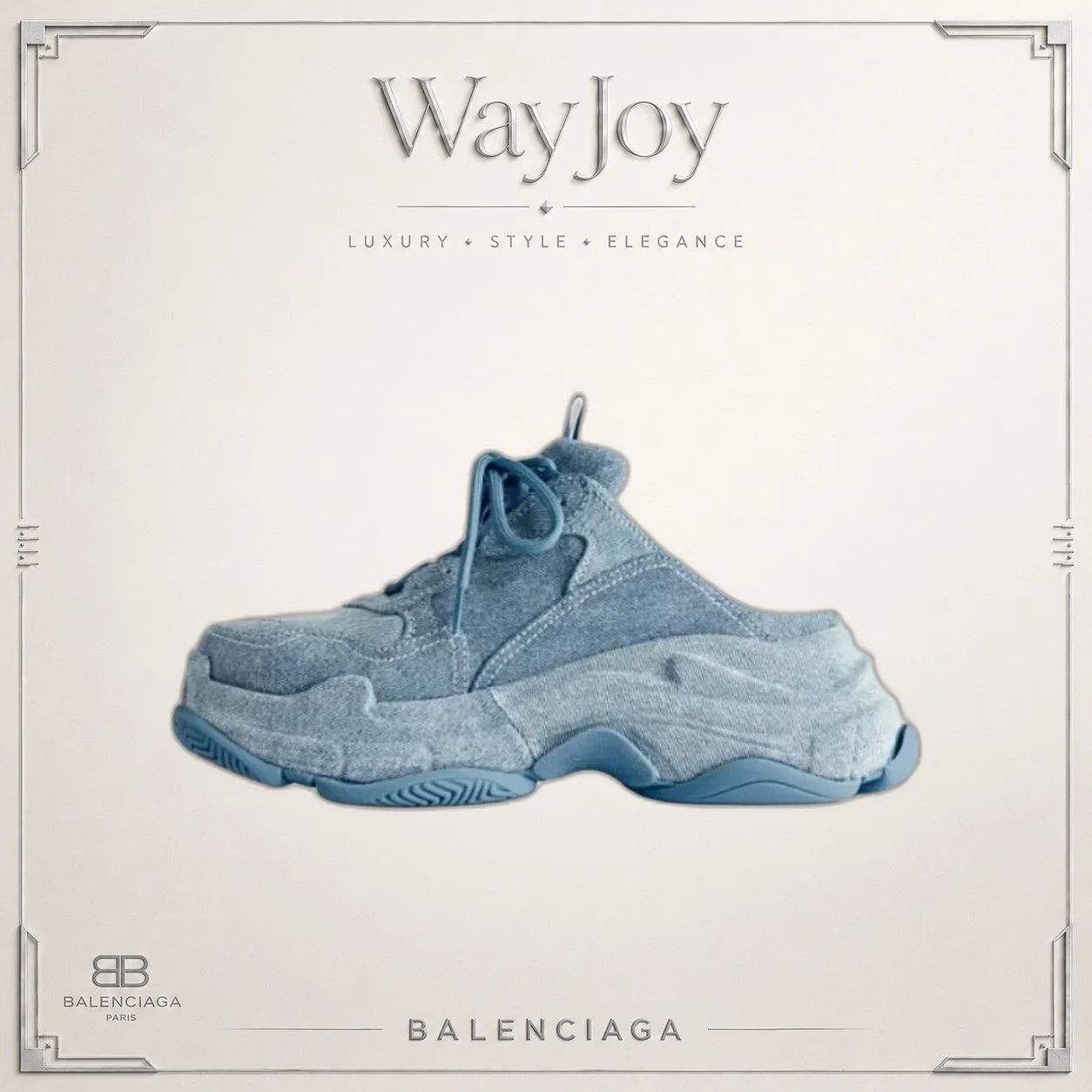Balenciaga Triple S Denim Low-Top Sneakers