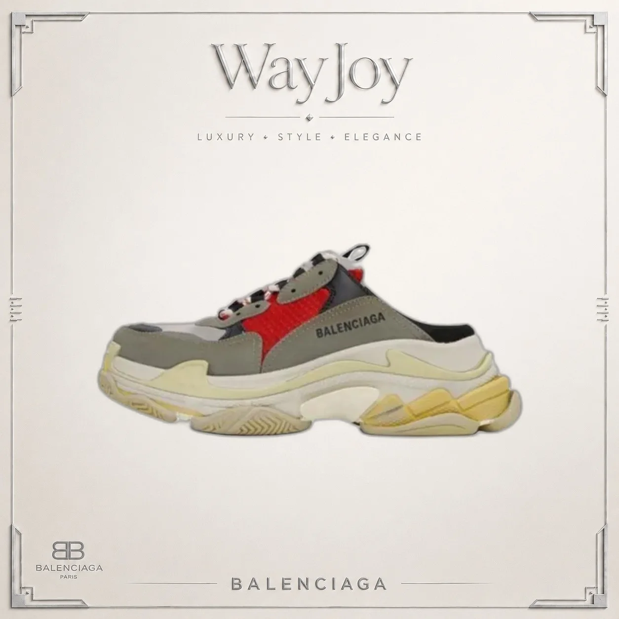 Balenciaga Triple S Leather Round-Toe Lace-Up Platform Mule