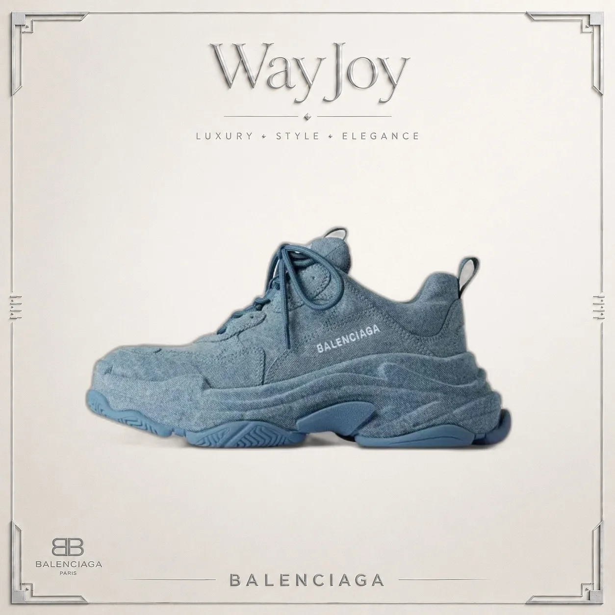 Balenciaga Triple S Denim Low-Top Sneakers