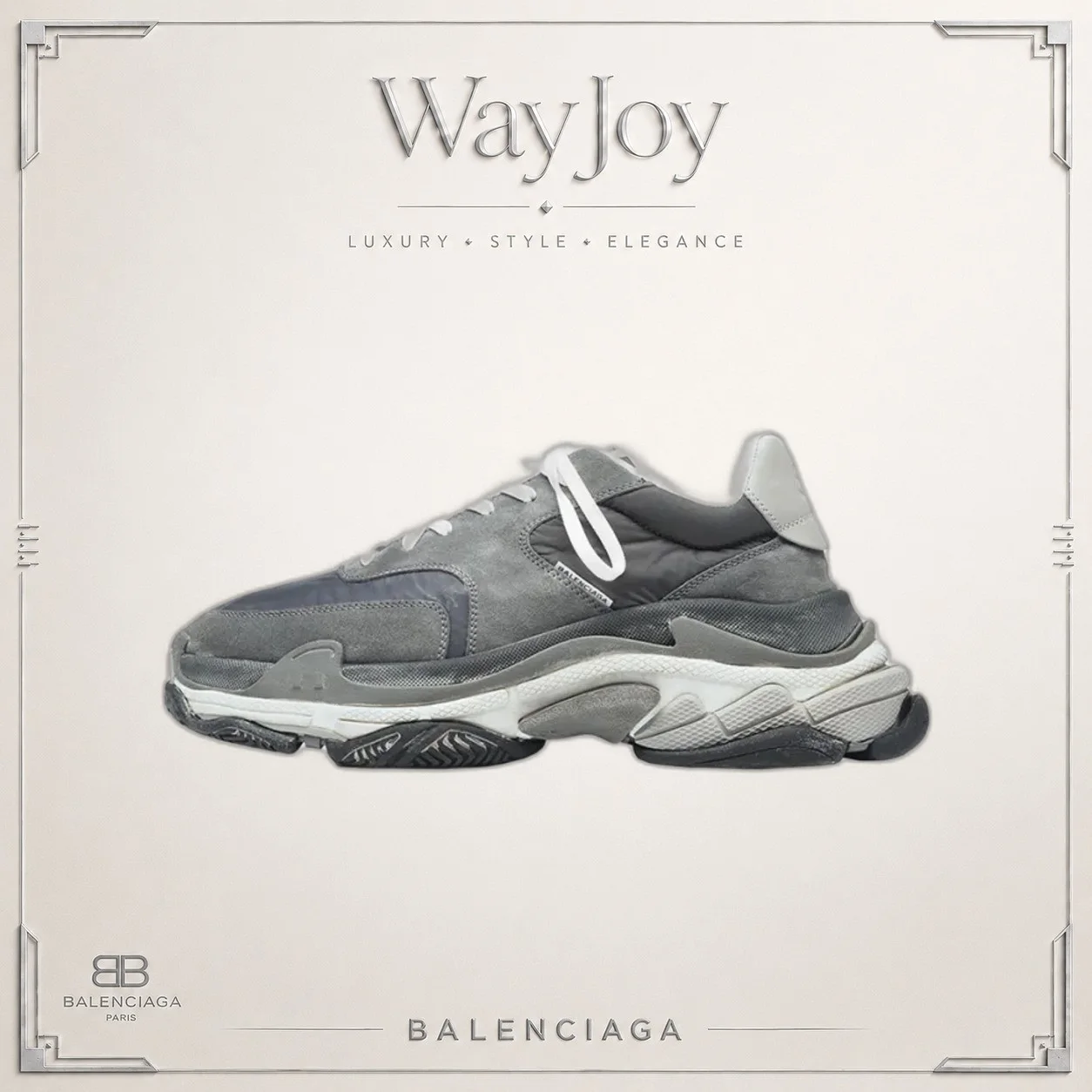 Balenciaga Triple S Distressed Dad Sneaker - Grey