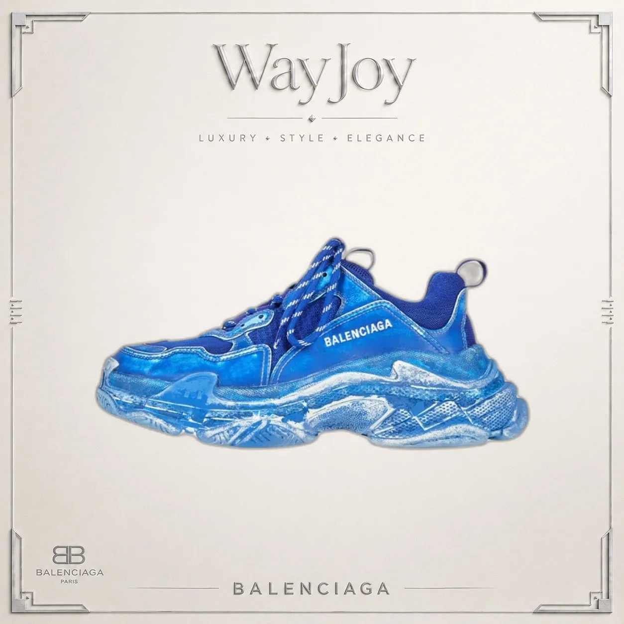 Balenciaga Triple S Mesh Low-Top Dad Sneakers - Ocean Blue
