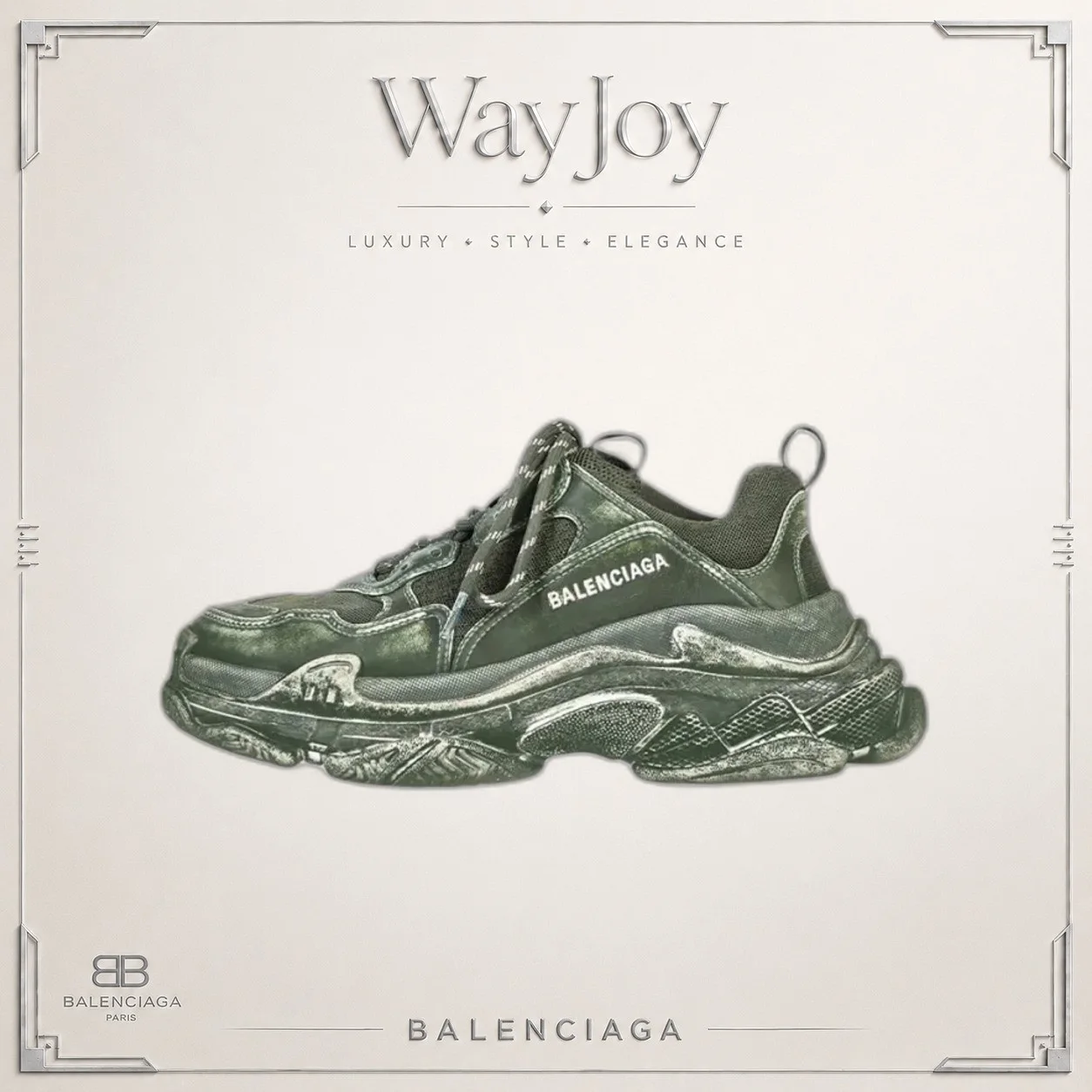 Balenciaga Triple S Low-Top Dad Sneakers — Green