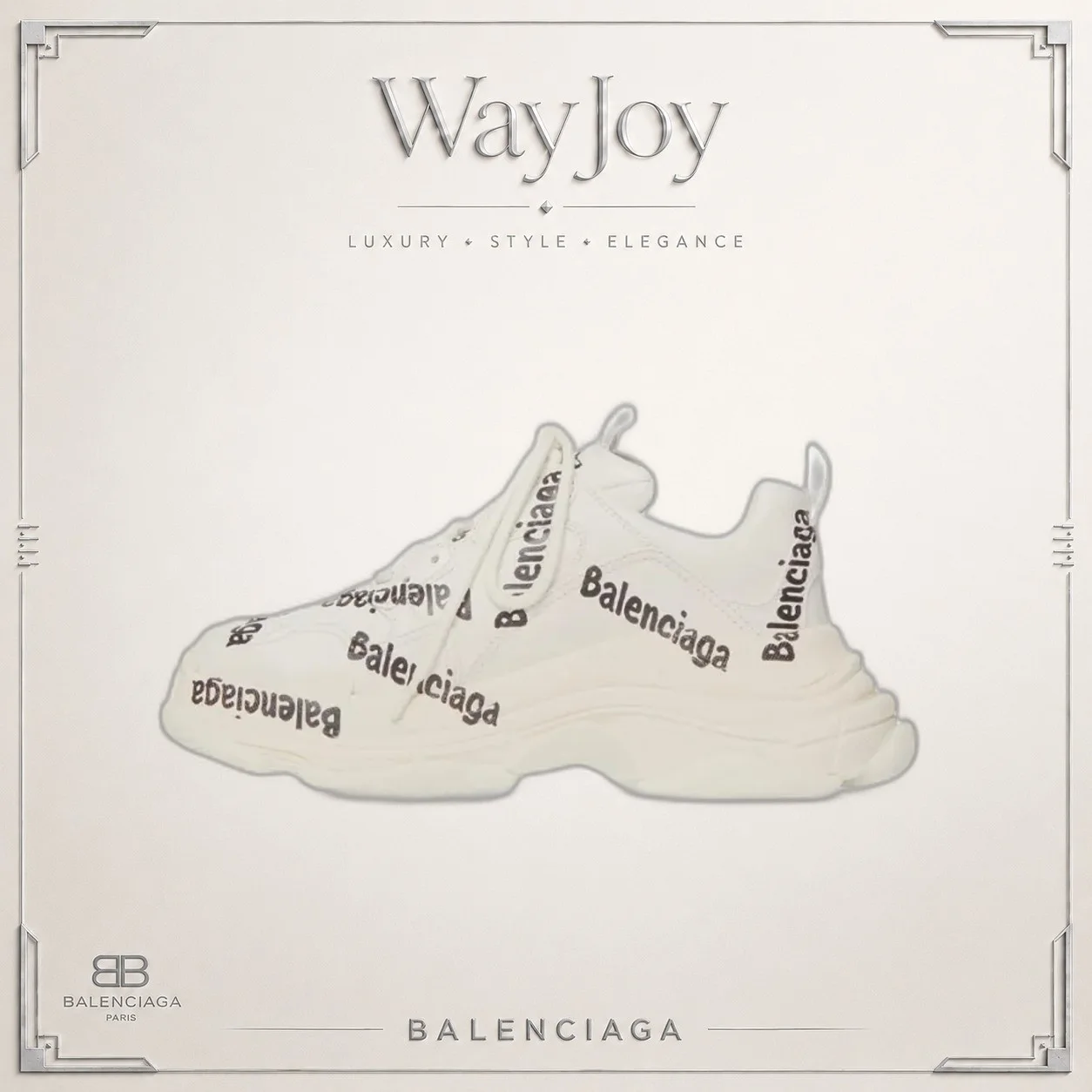 Balenciaga Triple S Logo-Embroidered Low-Top Dad Sneakers — White/Black