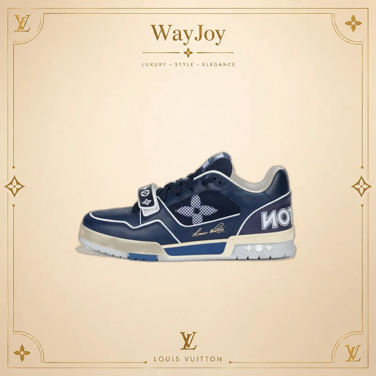 LOUIS VUITTON Trainer Round-Toe Lace-Up Sneakers