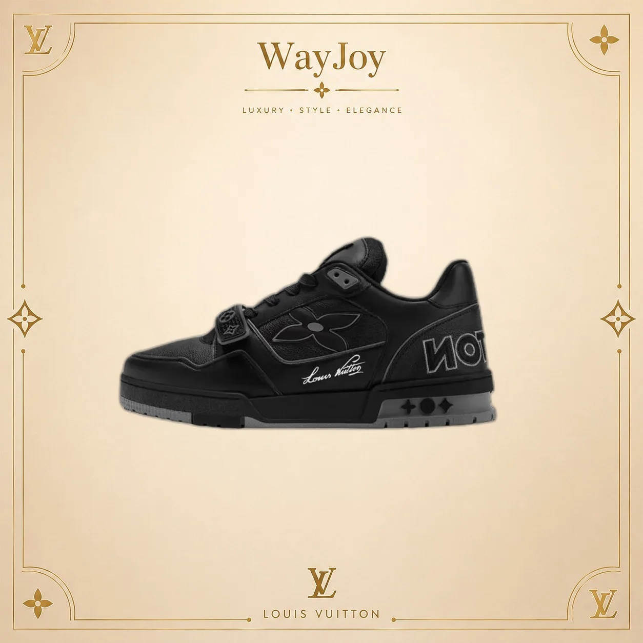 LOUIS VUITTON Trainer Plain Calfskin Low-Top Sneakers