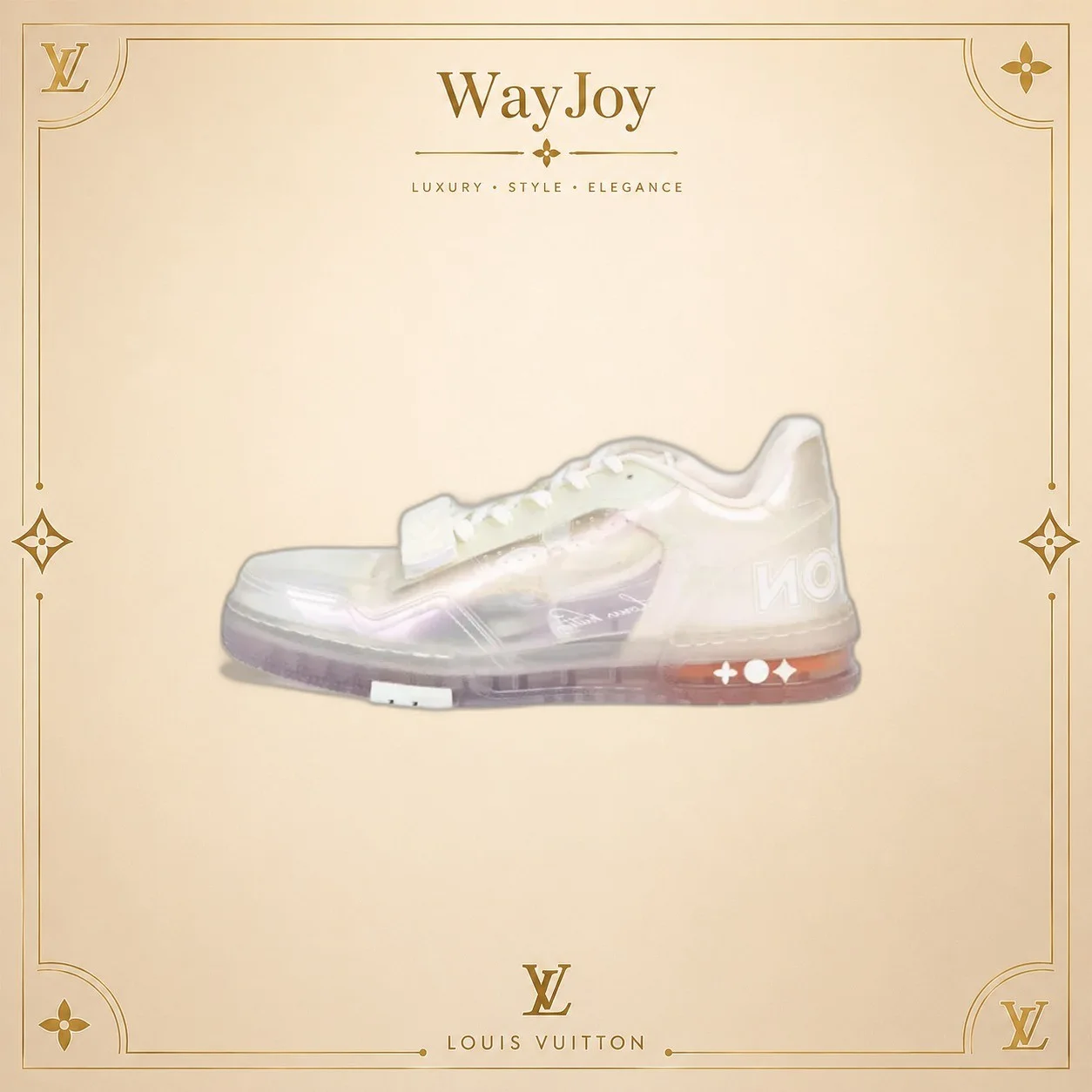Louis Vuitton Trainer Transparent Logo Fashion Sneakers White Men's