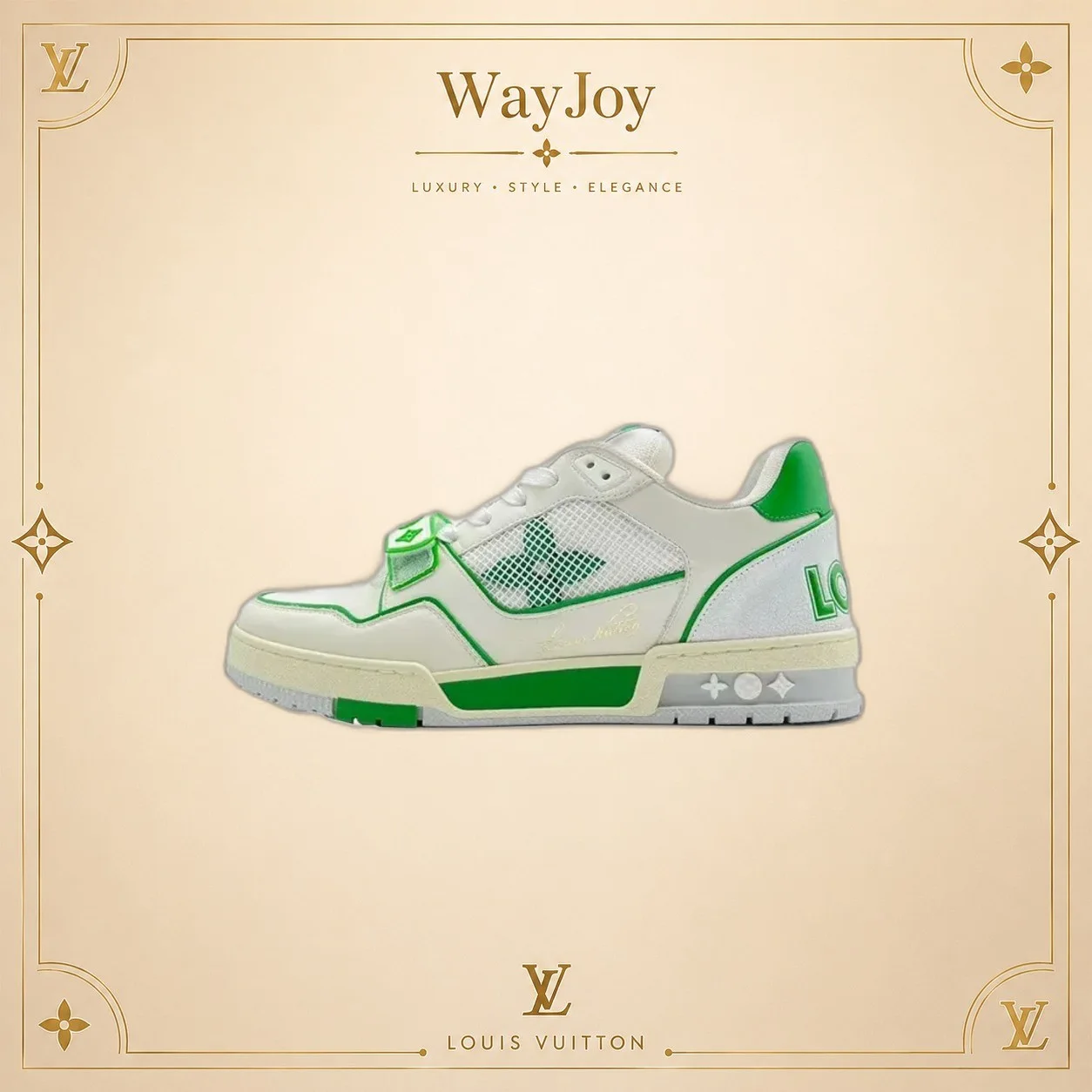 LOUIS VUITTON Trainer Classic Monogram Retro Fashion Sneaker Men's White/Green