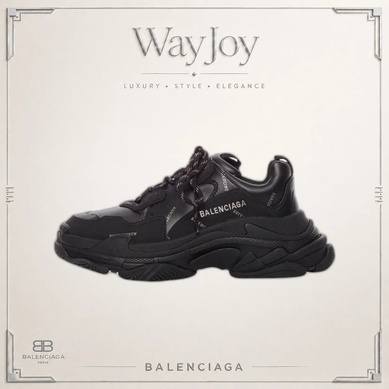 Balenciaga Triple S Low-Top Dad Sneaker — Men's Midnight Black