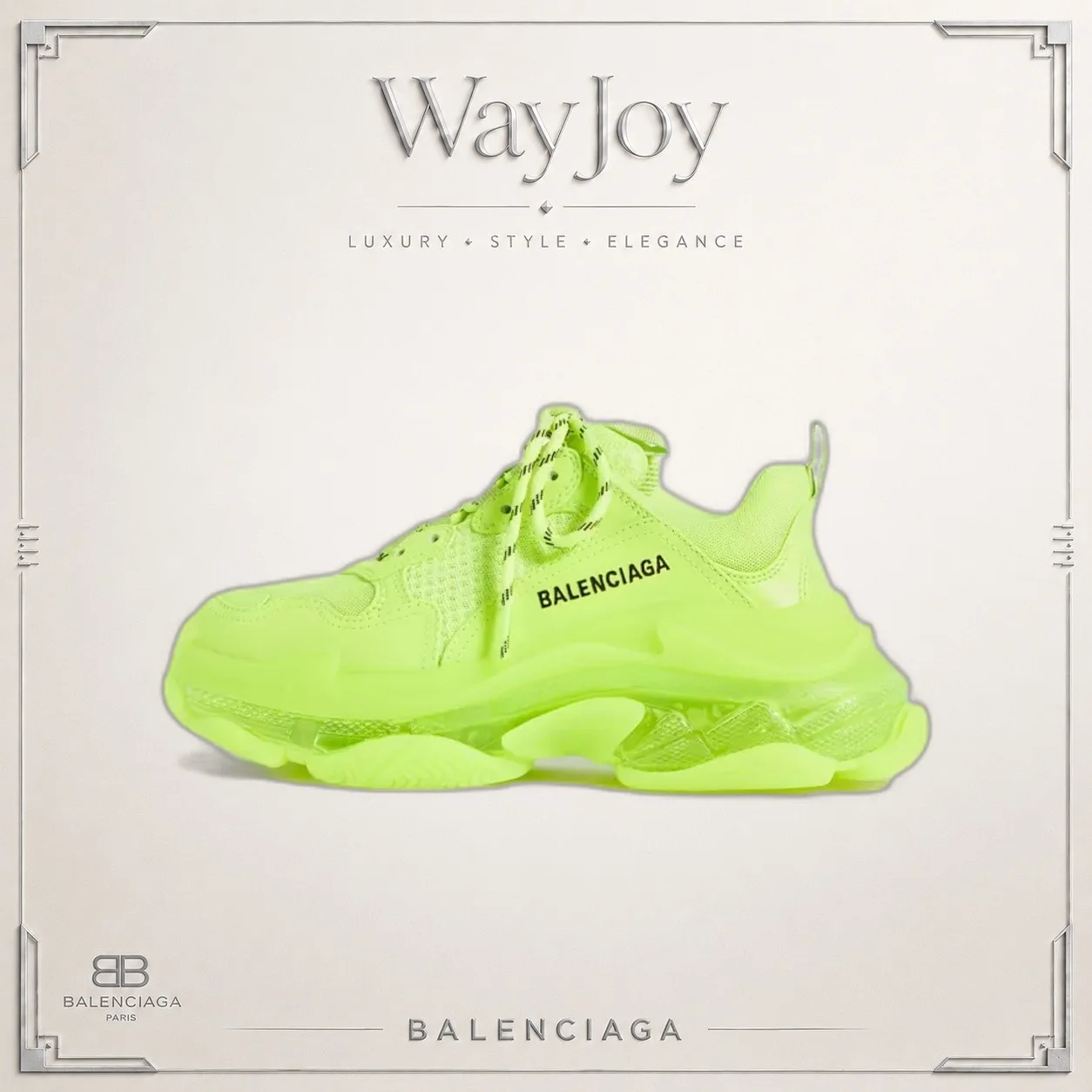 Balenciaga Triple S Low-Top Dad Sneakers - Neon Green