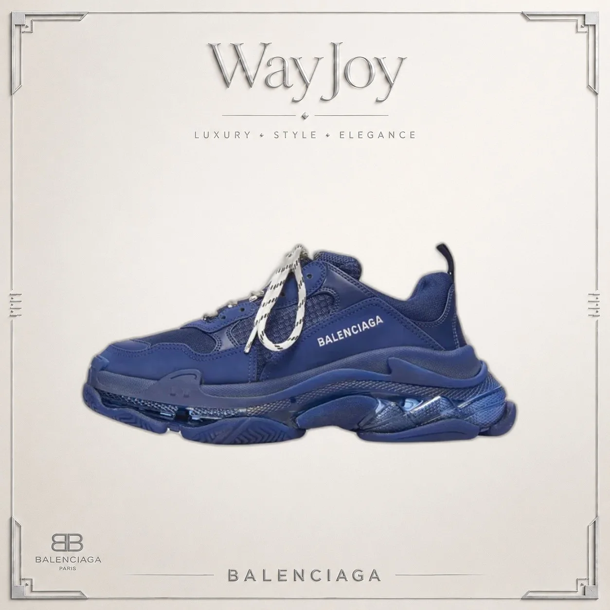 Balenciaga Triple S Navy Low-Top Dad Sneakers