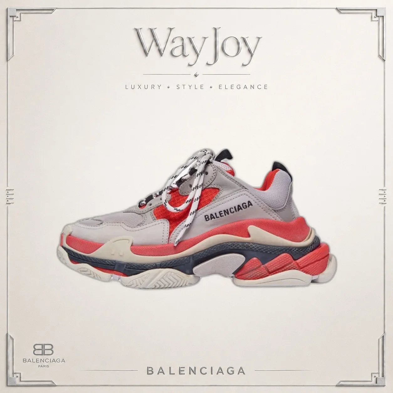 Balenciaga Triple S Low-Top Dad Sneaker — Red & Grey