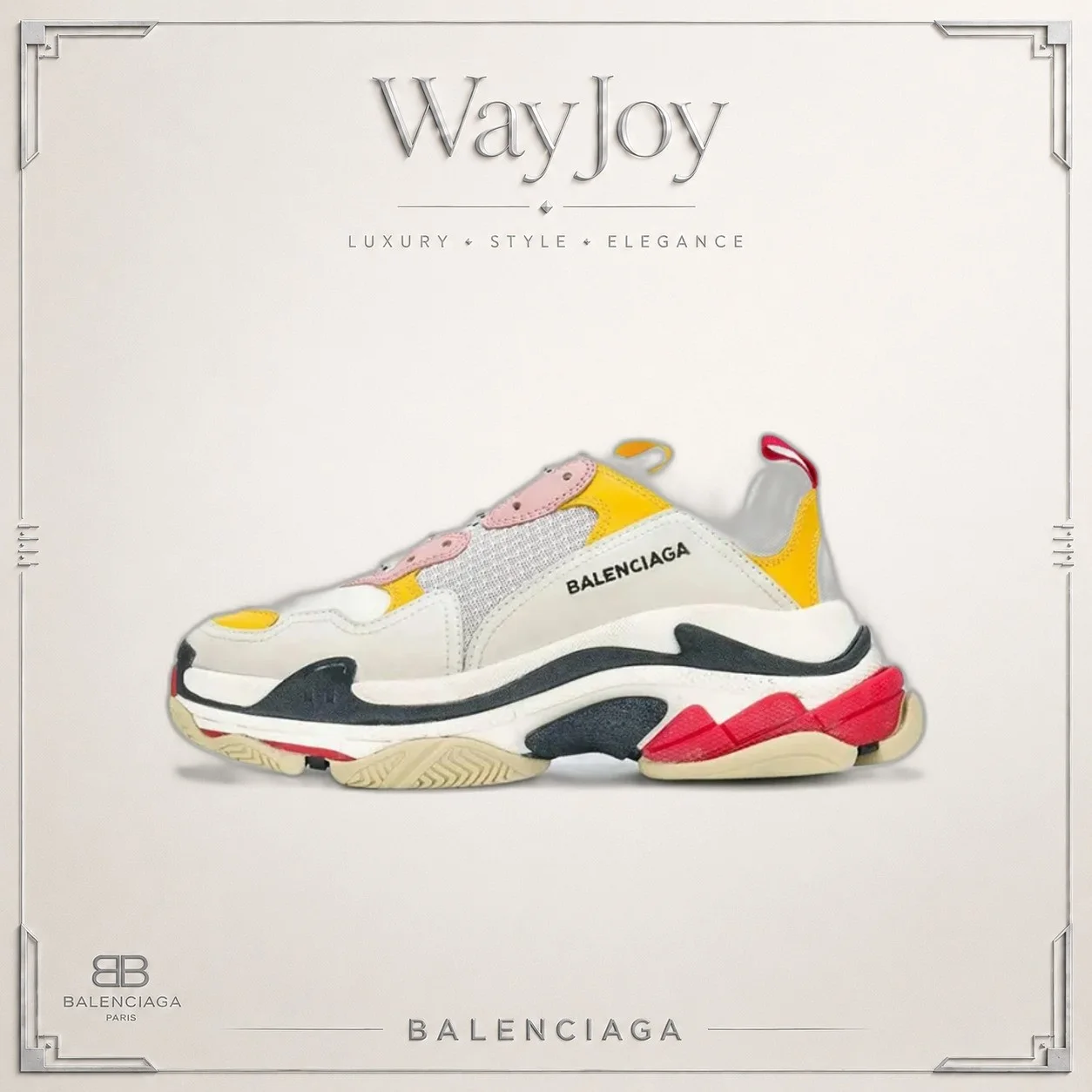 Balenciaga Triple S Mesh Sneakers — Grey/Black/Yellow