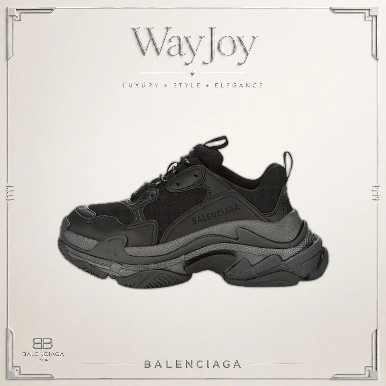 Balenciaga Triple S Low-Top Dad Sneakers — Black