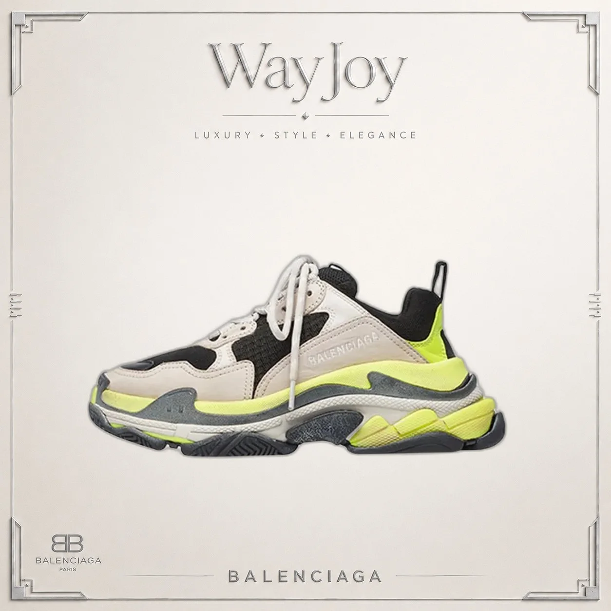 Balenciaga Triple S Low-Top Dad Sneakers — White/Yellow