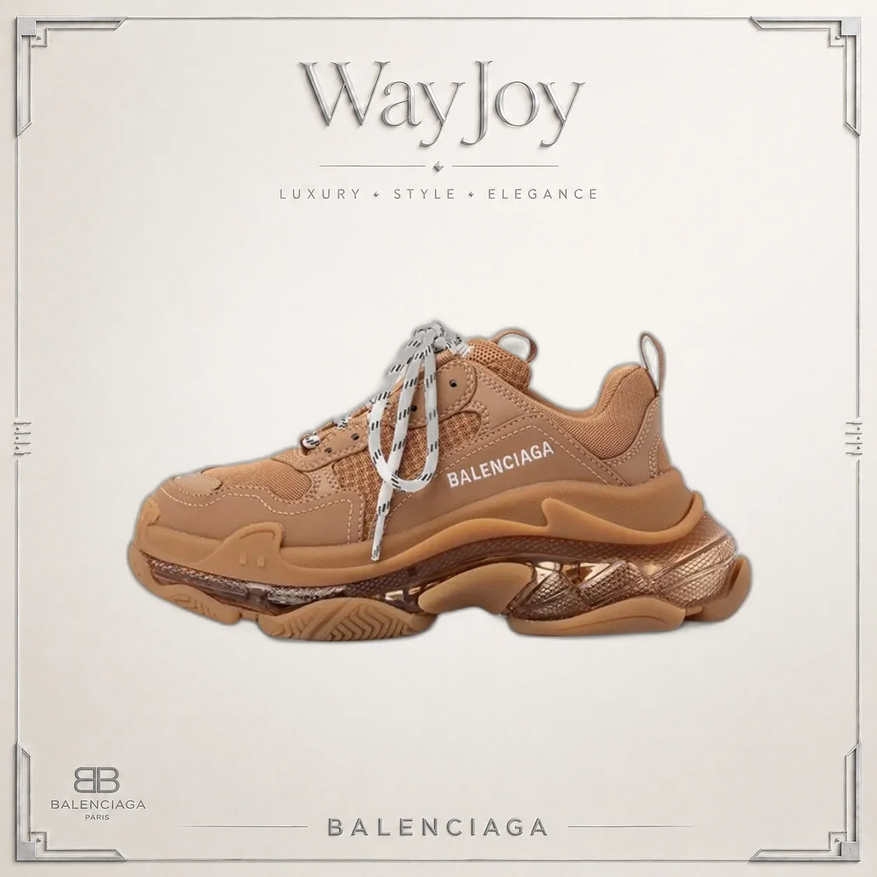 Balenciaga Triple S Mesh Platform Lace-Up Low-Top Sneakers — Women's Brown