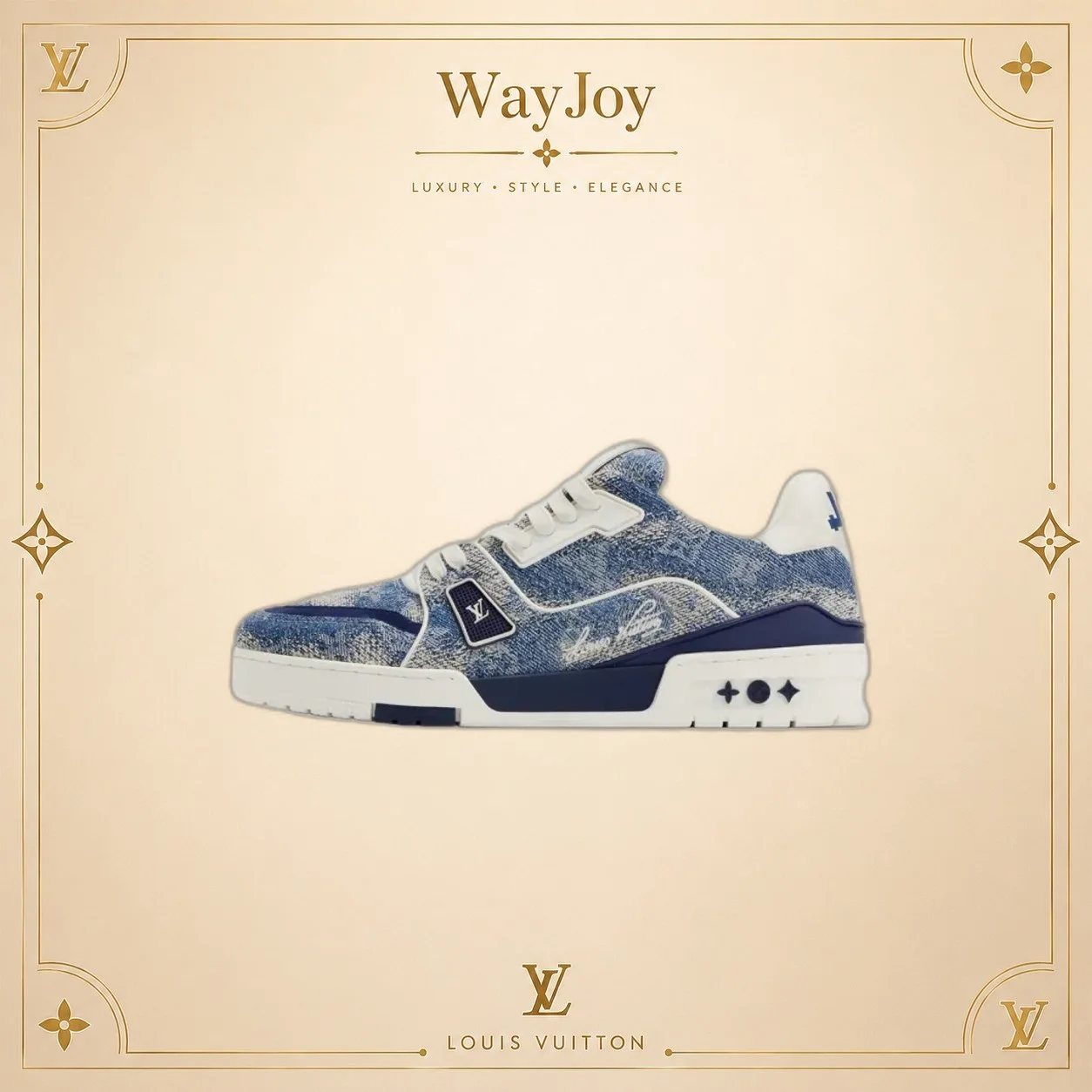 LOUIS VUITTON Trainer Denim & Leather Platform Low-Top Sneakers