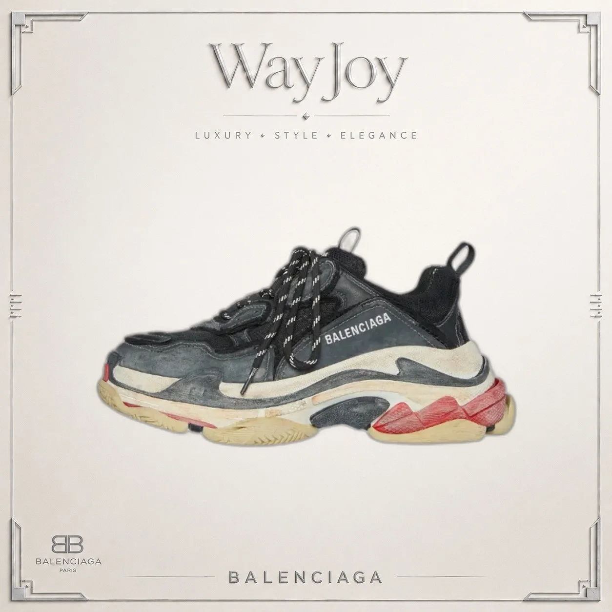 Balenciaga Triple S Low-Top Dad Sneakers — Black