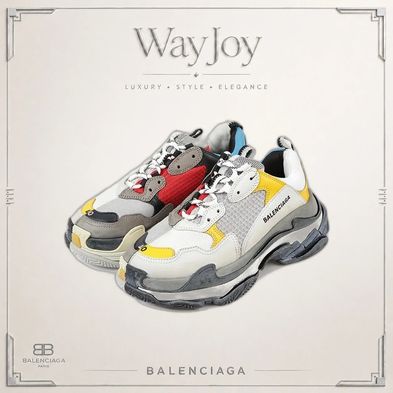 Balenciaga Triple S Low-Top Sneaker — White & Yellow Panel