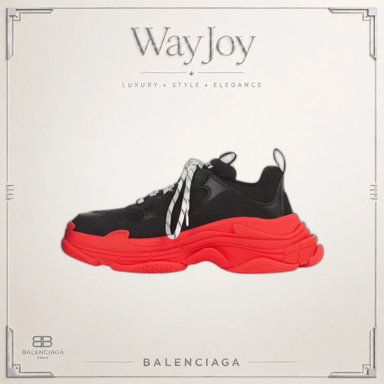 Balenciaga Triple S Low-Top Dad Sneakers — Black/Red