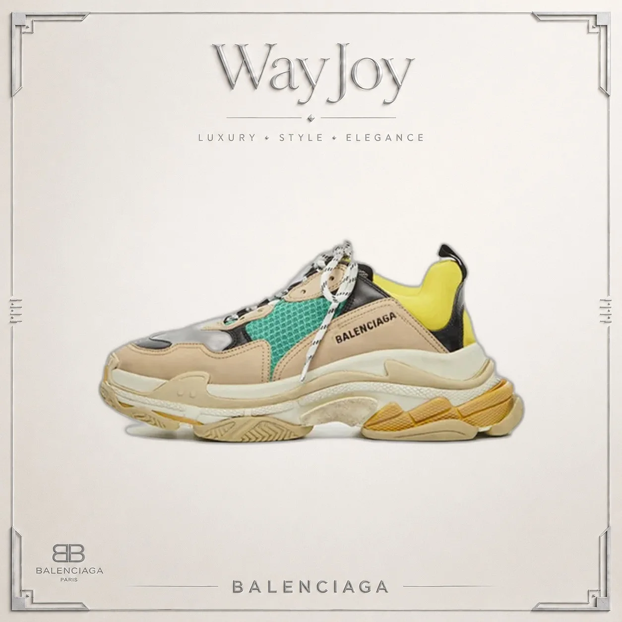 Balenciaga Triple S Mesh Low-Top Dad Sneaker — Curry Yellow