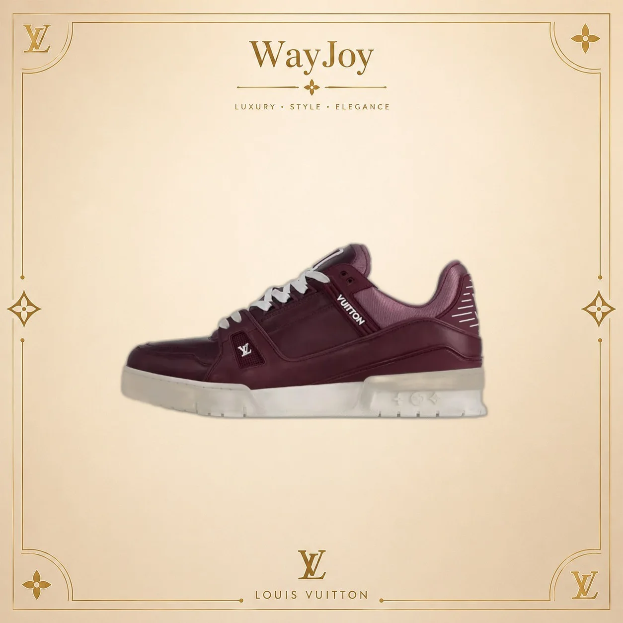Louis Vuitton Trainer Low-Top Sneakers in Burgundy