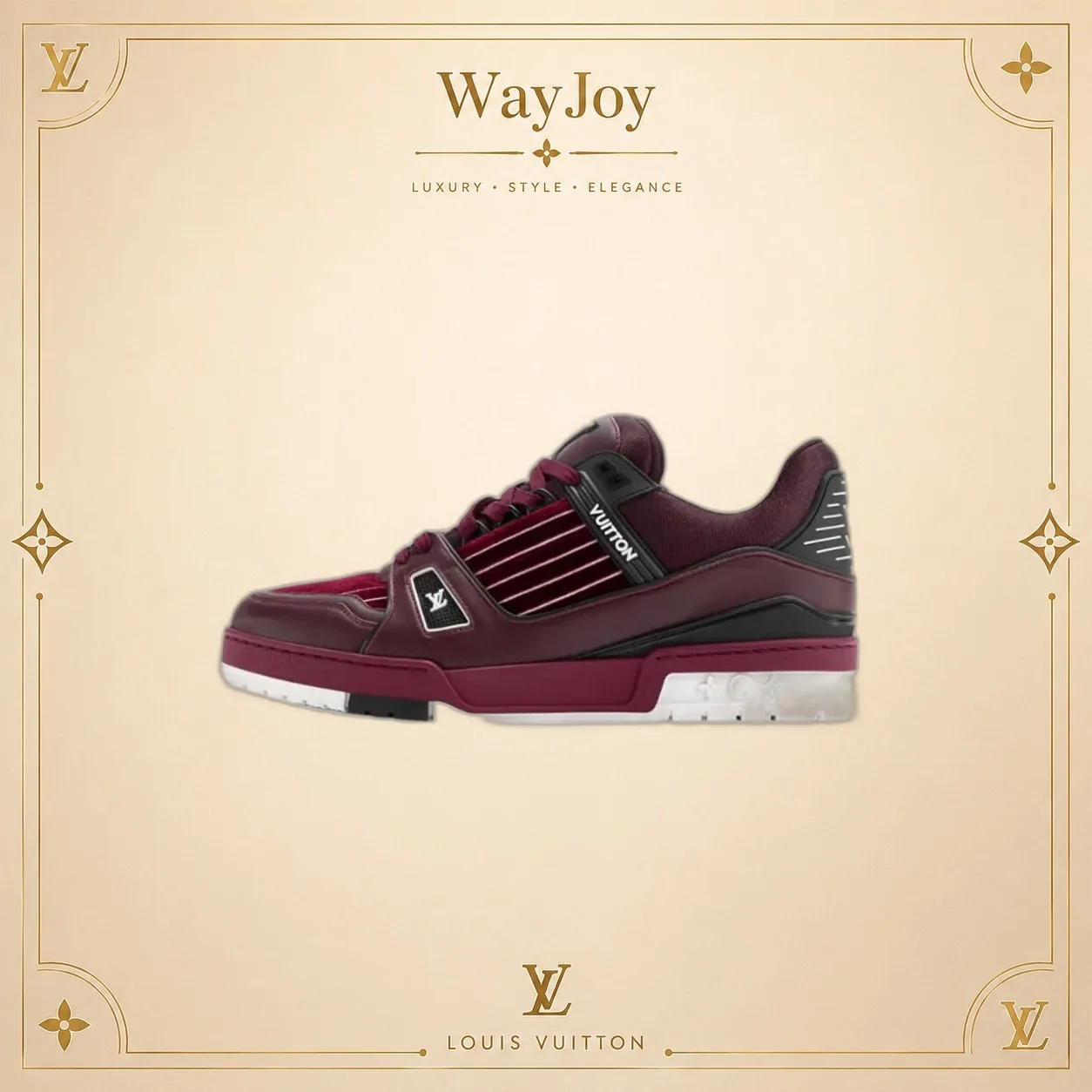LOUIS VUITTON Trainer Leather & Velvet Low-Top Sneaker