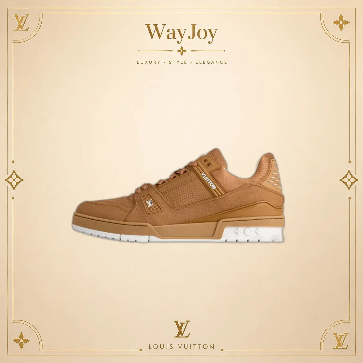 LOUIS VUITTON Trainer Low-Top Sneakers in Brown Calfskin
