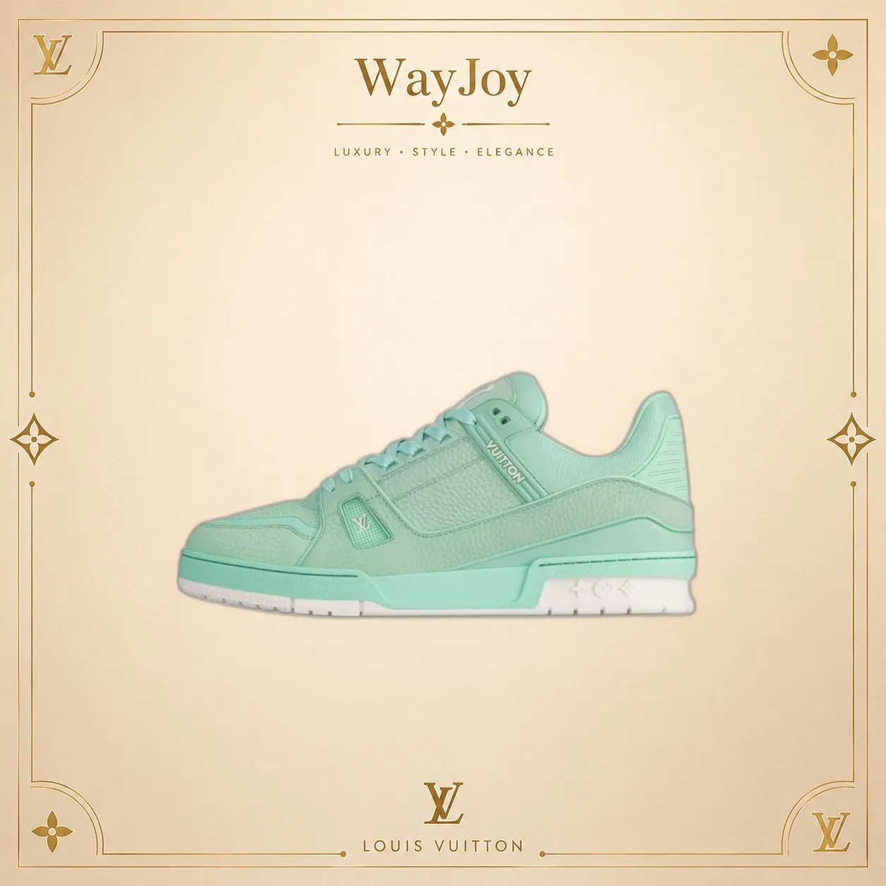 LOUIS VUITTON Trainer Low-Top Sneakers in Mint Green
