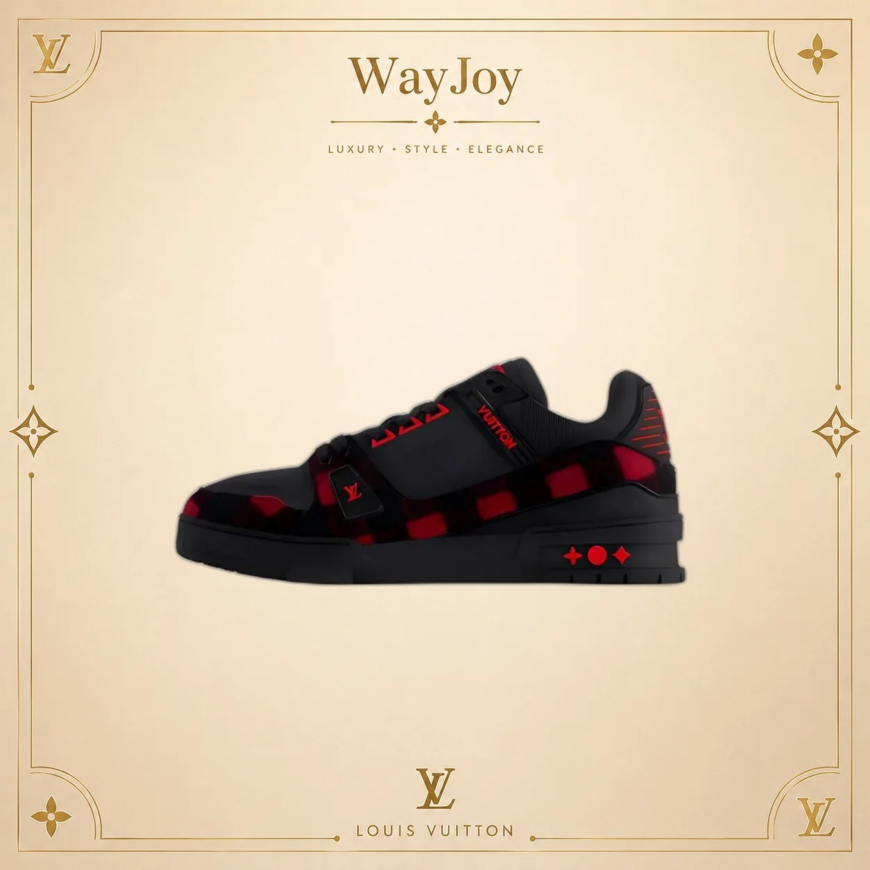 Louis Vuitton Trainer Low-Top Sneakers Black/Red