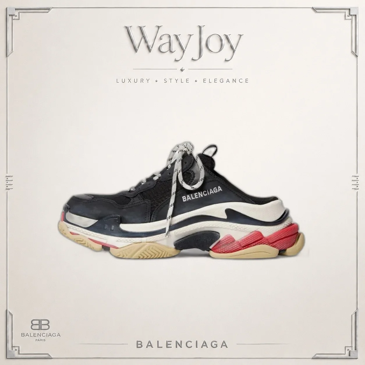 Balenciaga Triple S Lace-Up Flat Sandal - Men's Black