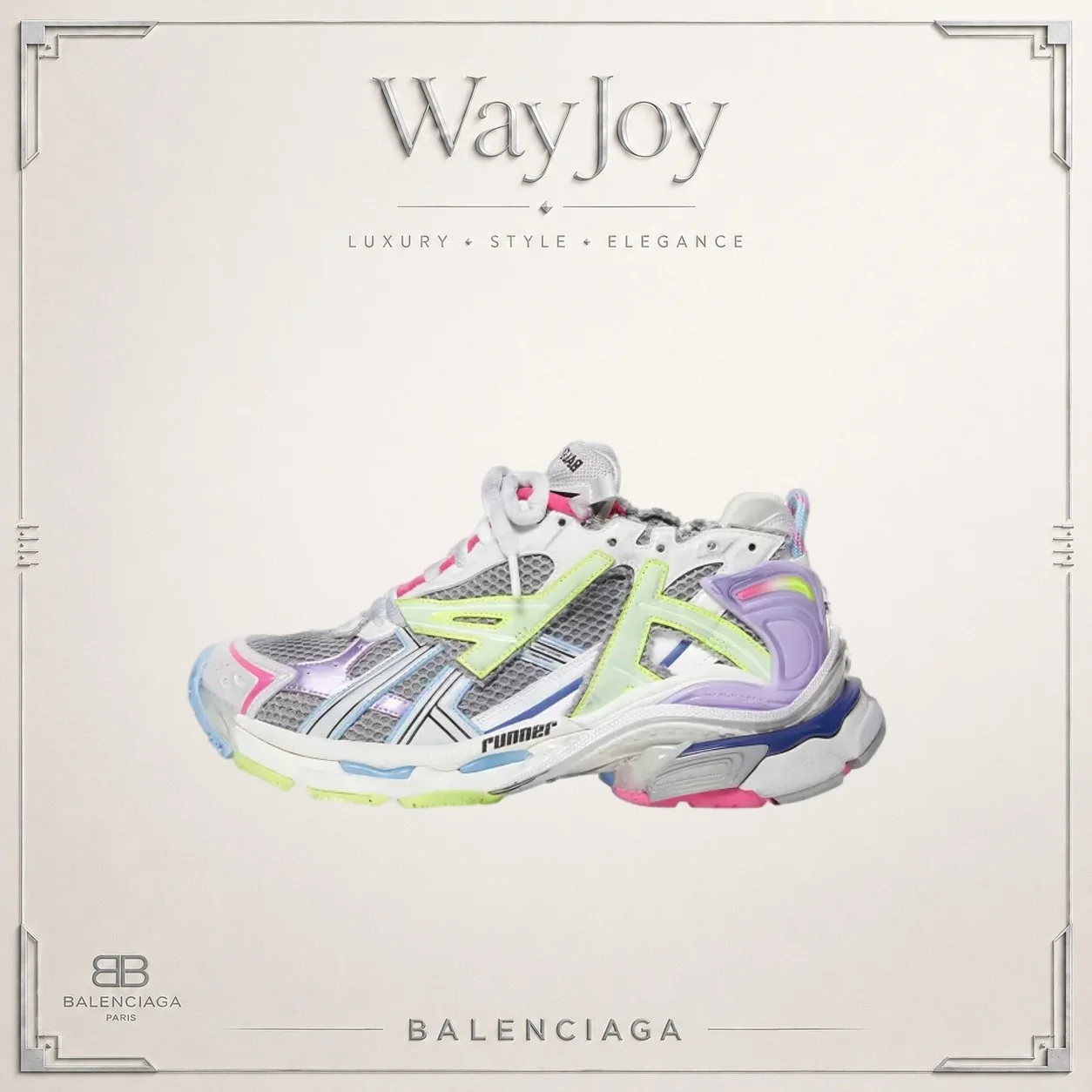 Balenciaga Runner Low-Top Sneakers — White/Purple