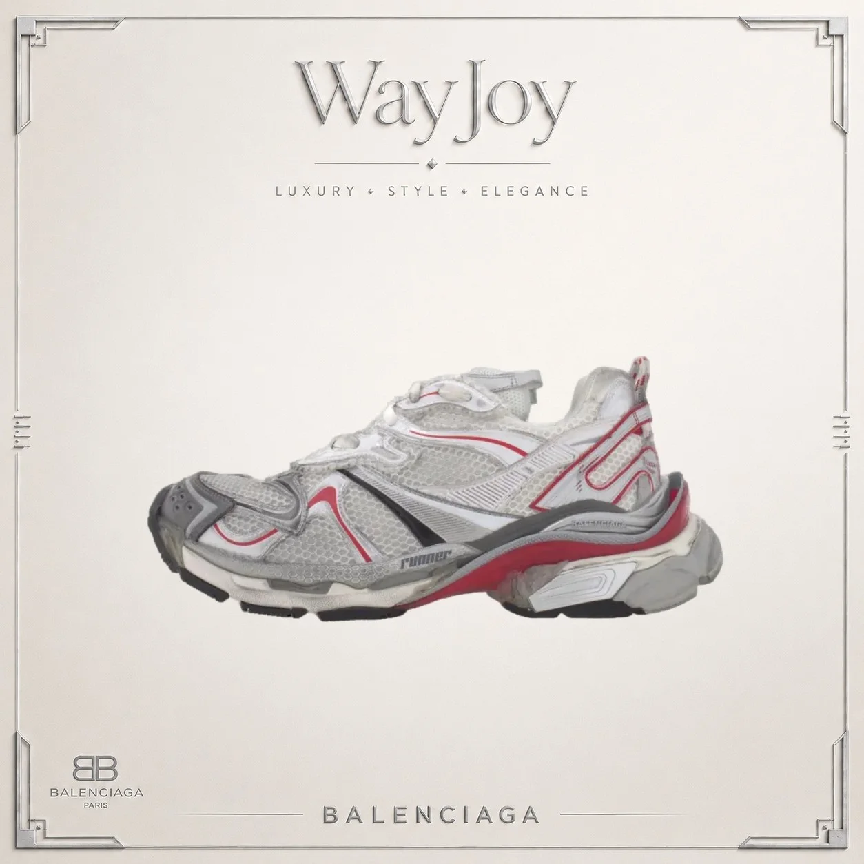 Balenciaga Runner Low-Top Dad Sneakers — Silver (Men's)