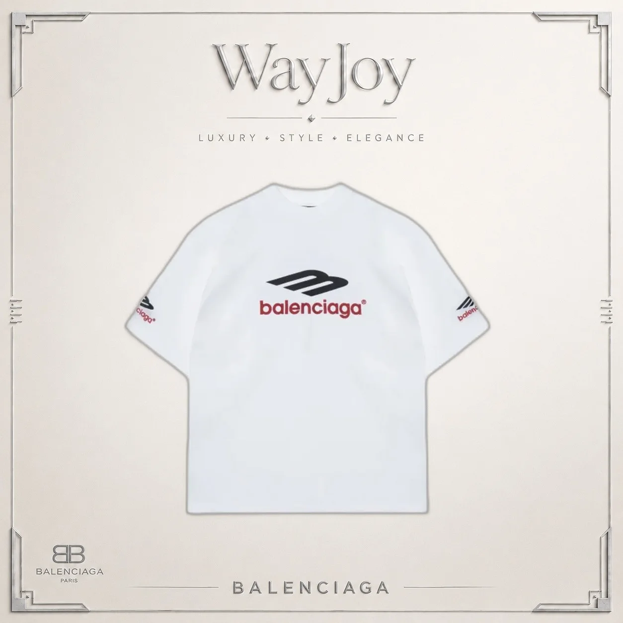 Balenciaga 3B Sports Icon FW23 Logo-Embroidered Crewneck T-Shirt